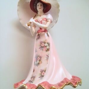 Elegant Porcelain Lady Figurine with Floral Dress